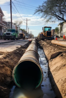 Large Pipe being laid in the Street